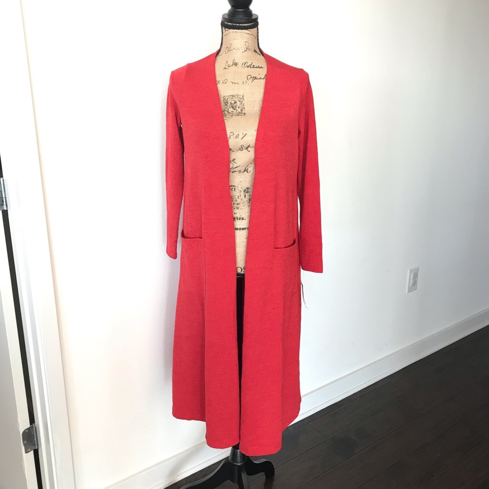 Lularoe Sarah Solid Red Duster Sz Small